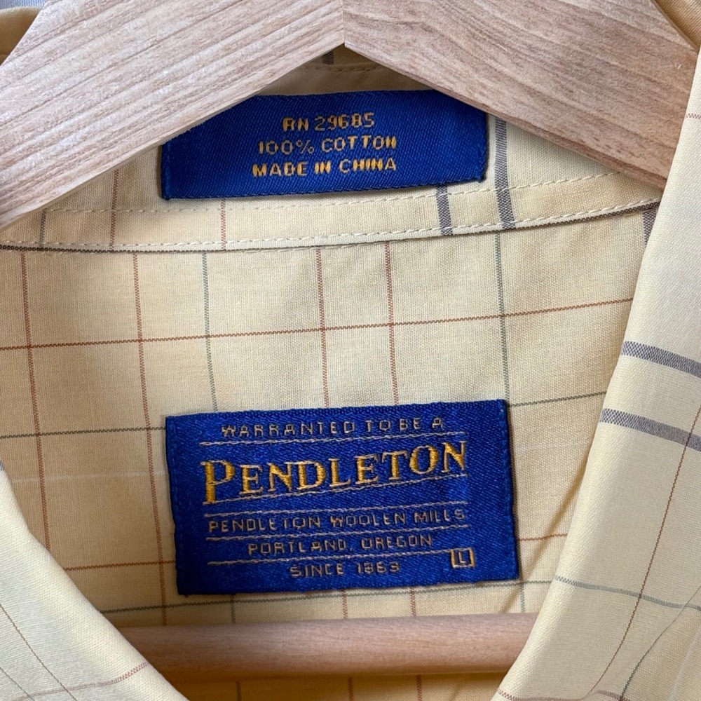 Pendleton Short Sleeve Plaid Windowpane Button Do… - image 8